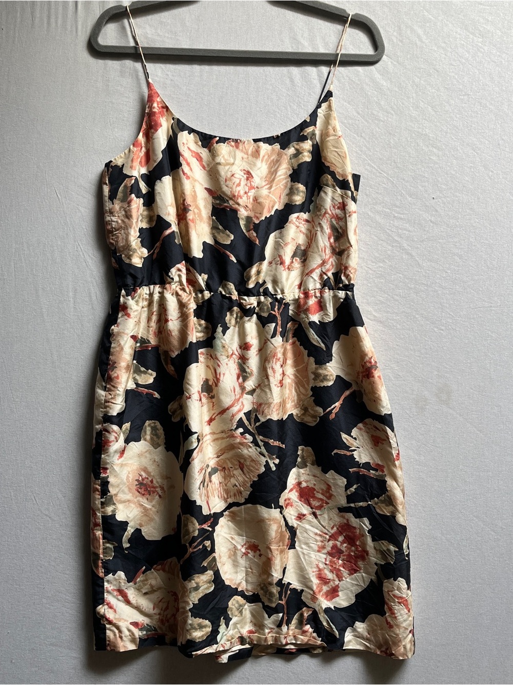 J. Crew 100% Silk Floral Spaghetti Strap Mini Dress Black Size 6